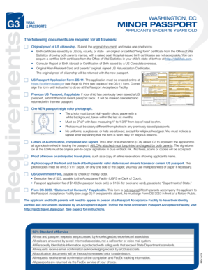 US Minor Passport Application Form DS-11
