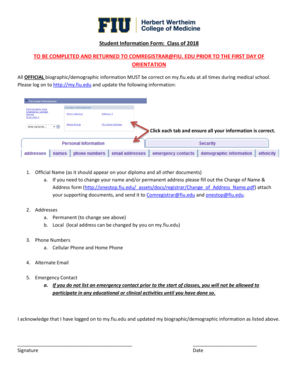 Student Information Form