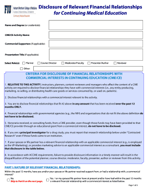 CME Financial Relationships Disclosure Form