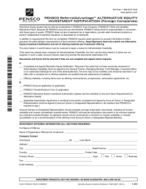 Alternative Equity Investment Notification