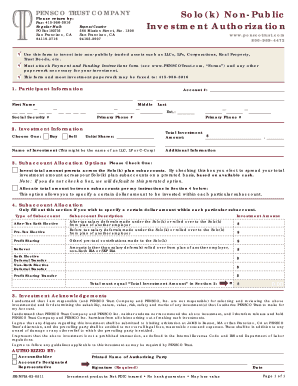PENSCO Solo(k) Non-Public Investment Authorization