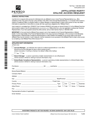 Affiliated Party Online Access Request