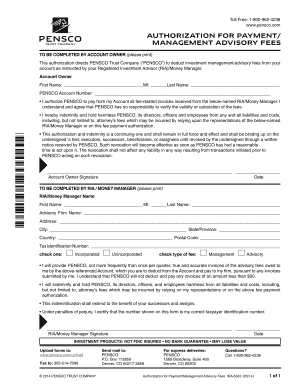 Authorization for Payment Management Advisory Fees