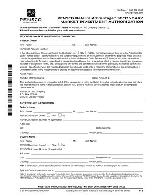 PENSCO Secondary Market Investment Authorization