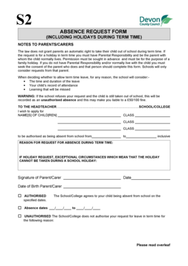 UK Term Time Absence Request Form