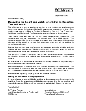 NHS Child Measurement Programme Consent Form