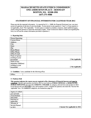 Massachusetts Statement of Financial Interests