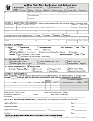 At-Risk Child Care Application and Authorization