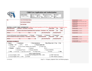 Child Care Application and Authorization