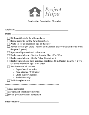 Application Completion Checklist