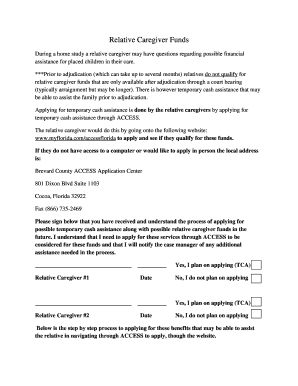 Relative Caregiver Funds Application