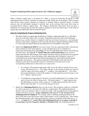 Progress Monitoring Observation Form for Tier 3 Behavior Support