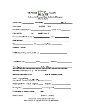 Children’s Substance Abuse Outpatient Program Referral Form