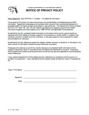 Florida HIPAA Privacy Policy Notice