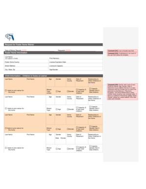 Request for Foster Home Waiver