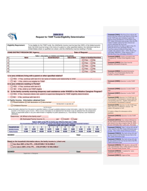 Request for TANF Funds/Eligibility Determination