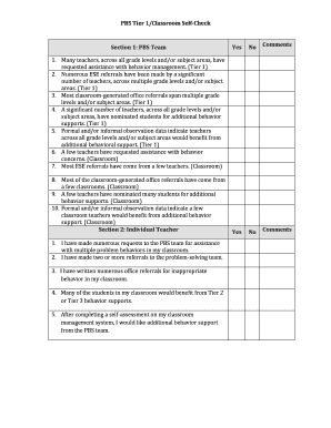 PBS Tier 1/Classroom Self-Check Form
