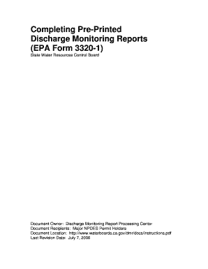 EPA Form 3320-1 Discharge Monitoring Report