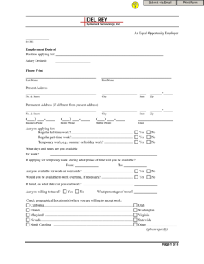 Employment Application Form