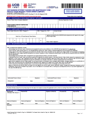 UOB Business Internet Banking Private Token Request Form