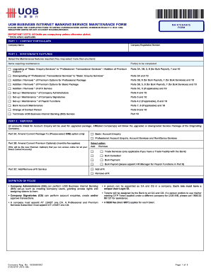 UOB Business Internet Banking Service Maintenance Form