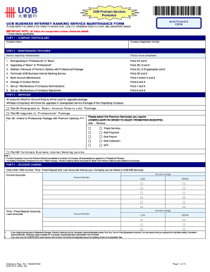 UOB Business Internet Banking Maintenance Form