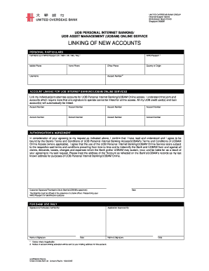 UOB Personal Internet Banking Account Linking Form