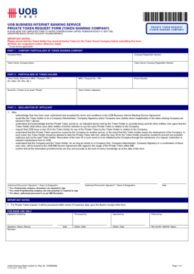 UOB Business Internet Banking Private Token Request Form