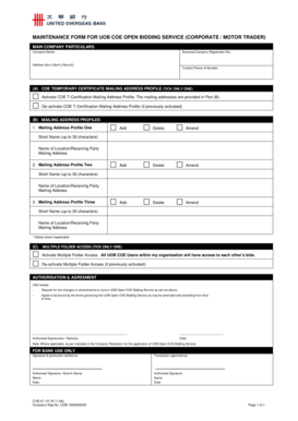 UOB COE Open Bidding Service Maintenance Form