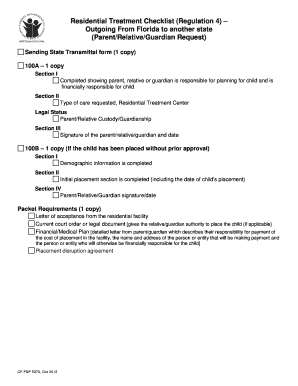 Residential Treatment Checklist Form