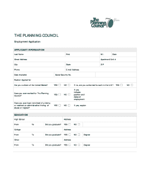 The Planning Council Employment Application
