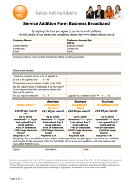 Service Addition Form Business Broadband