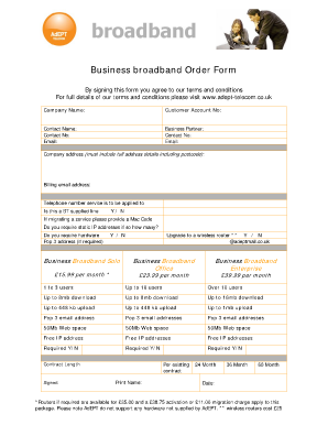 Business Broadband Order Form