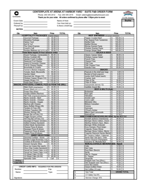 Centerplate Suite F&B Order Form