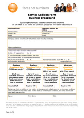 Business Broadband Service Addition Form