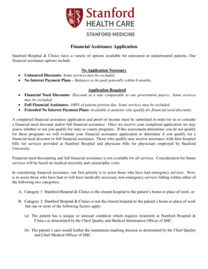 Stanford Hospital Financial Assistance Application