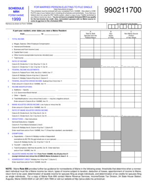 Maine Schedule NRH for Married Filing Single