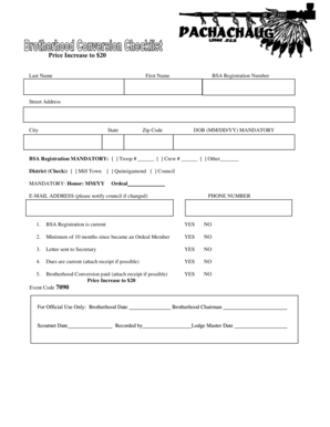 BSA Brotherhood Registration Form