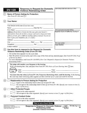 Response to Request for Domestic Violence Restraining Order