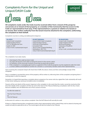 Unipol Code Complaints Form