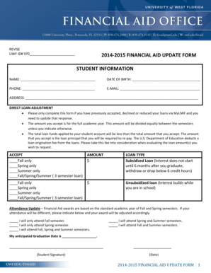 2014-2015 Financial Aid Update Form