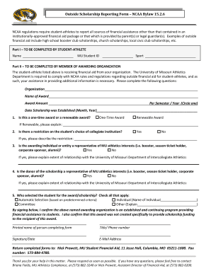 Outside Scholarship Reporting Form – NCAA Bylaw 15.2.6