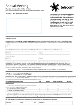 Telecom New Zealand Annual Meeting Proxy Form