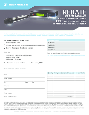 Sennheiser Wireless System Rebate Form