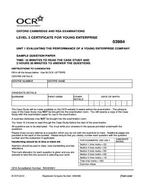 Level 3 Certificate for Young Enterprise Exam