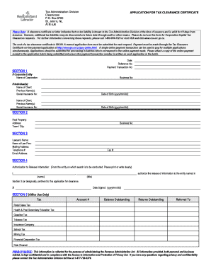 Application for Tax Clearance Certificate