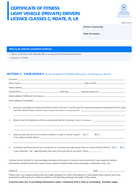 Medical Practitioner’s Declaration for Driver’s Licence