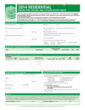2014 Connecticut Energy Star HVAC Rebate Application