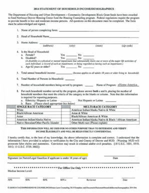 2014 Statement of Household Income Demographics