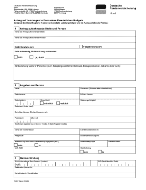 Antrag auf Leistungen in Form eines Persönlichen Budgets